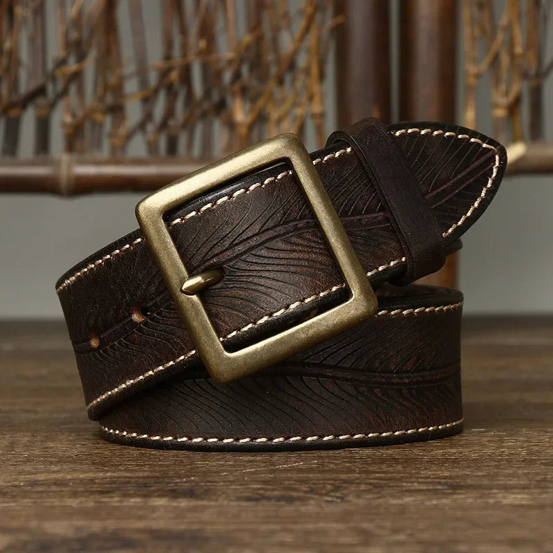Dalton Genuine Leather Brass Buckle Belt
