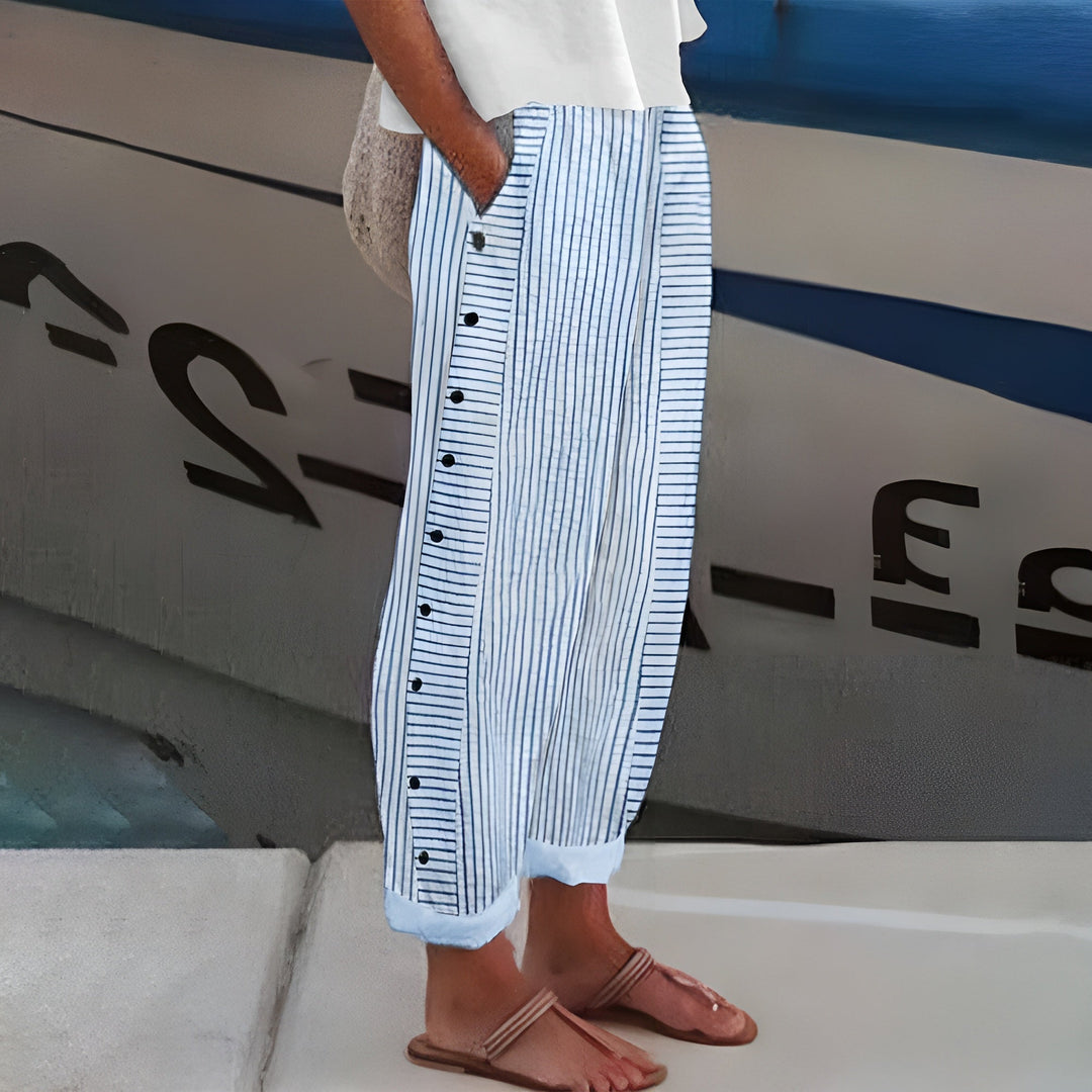 Harlow Straight-Leg Pants with Side Pockets