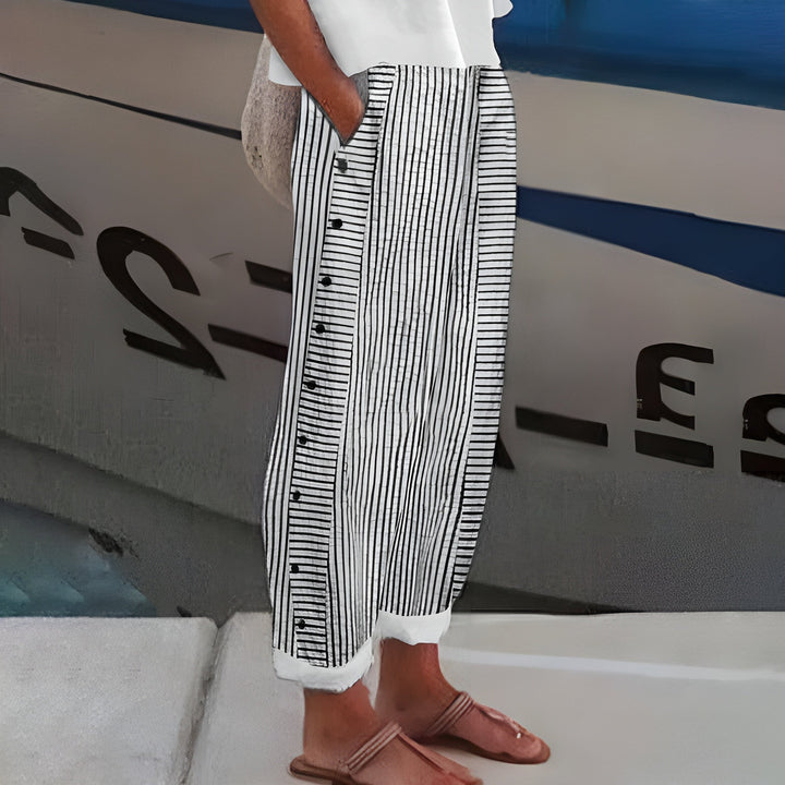 Harlow Straight-Leg Pants with Side Pockets