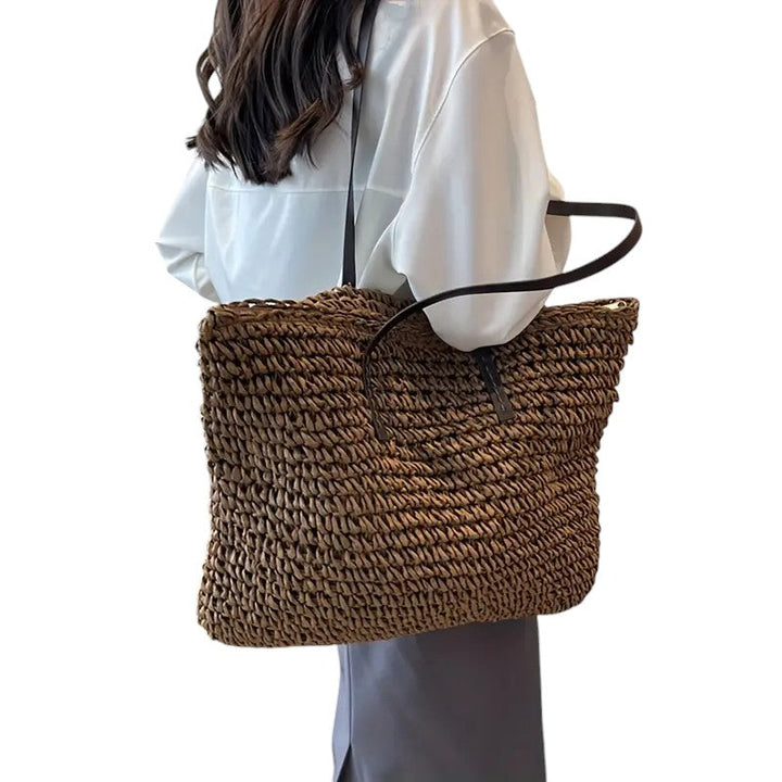 Solana Spacious Straw Beach Bag