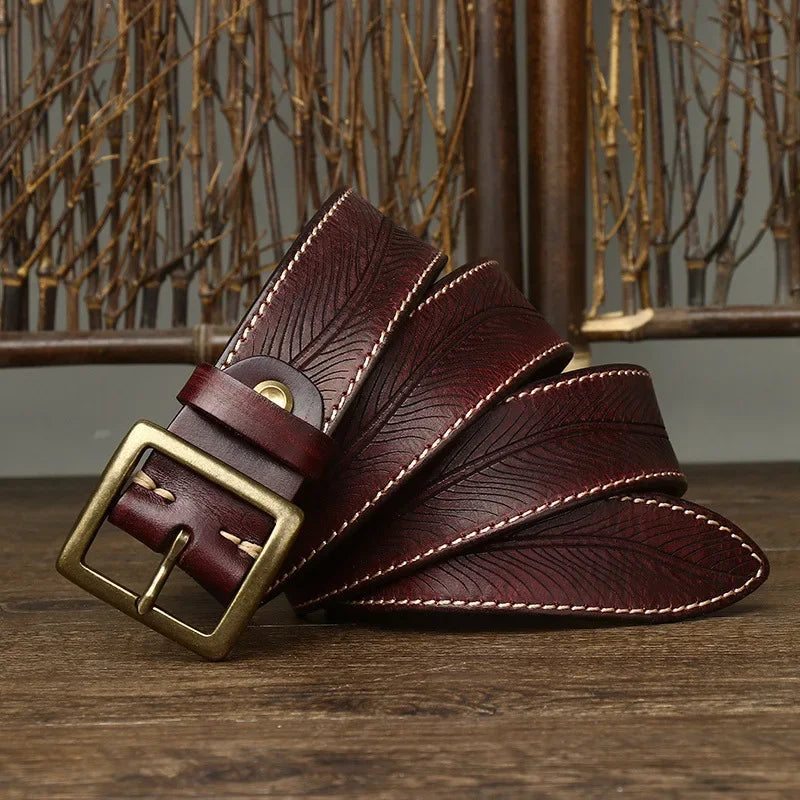 Dalton Genuine Leather Brass Buckle Belt