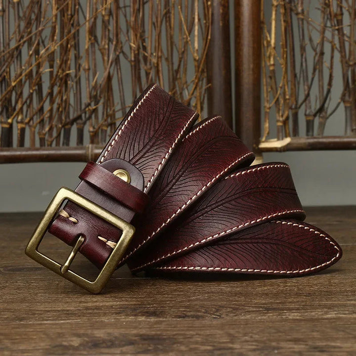Dalton Genuine Leather Brass Buckle Belt