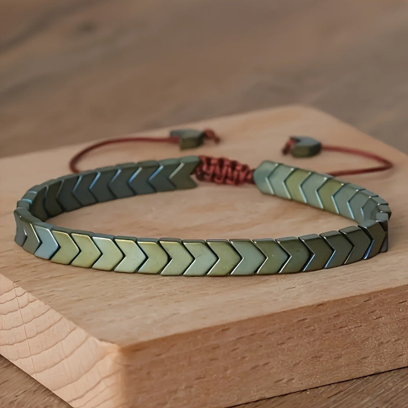 Chevron Hematite Adjustable Bracelet
