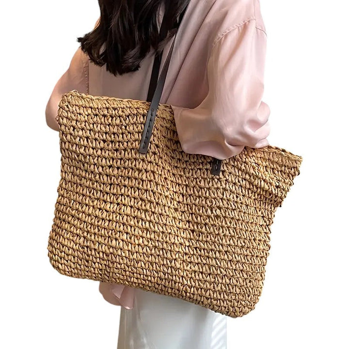 Solana Spacious Straw Beach Bag