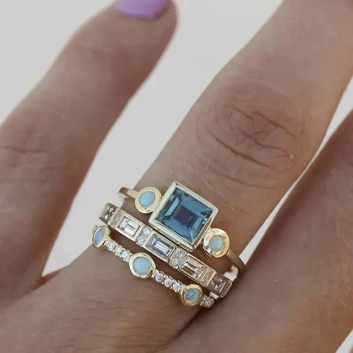 Luminara Vintage Blue Crystal Statement Ring