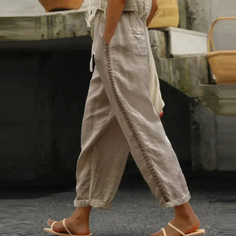 Nola High-Waist Tapered Linen Pants