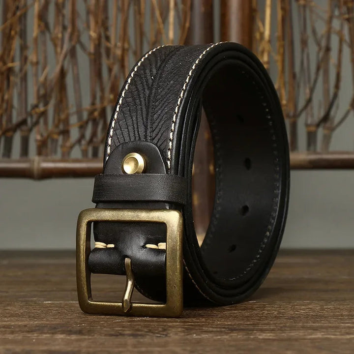 Dalton Genuine Leather Brass Buckle Belt