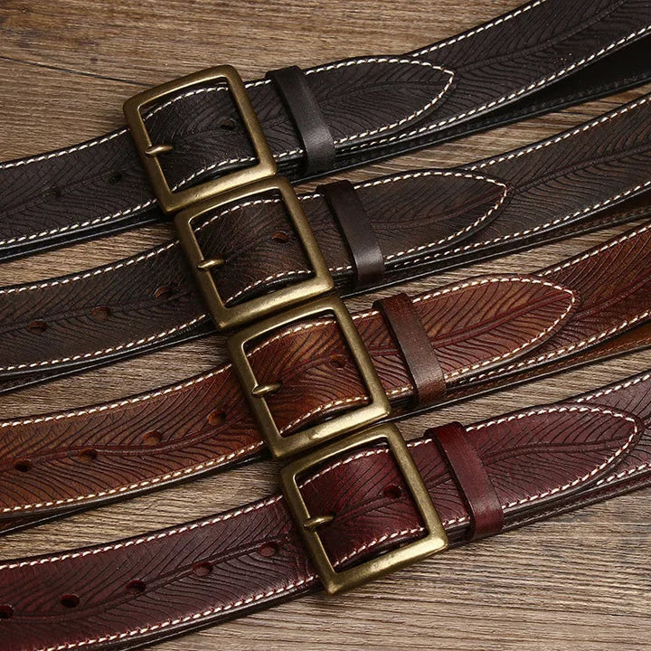 Dalton Genuine Leather Brass Buckle Belt