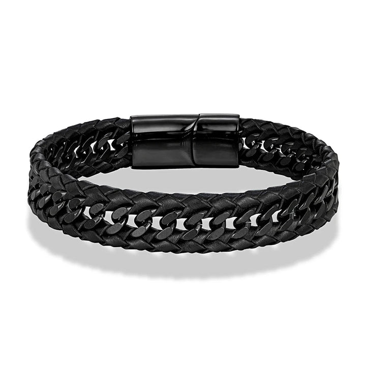 Vanguard Braided Leather Stainless Steel Bracelet