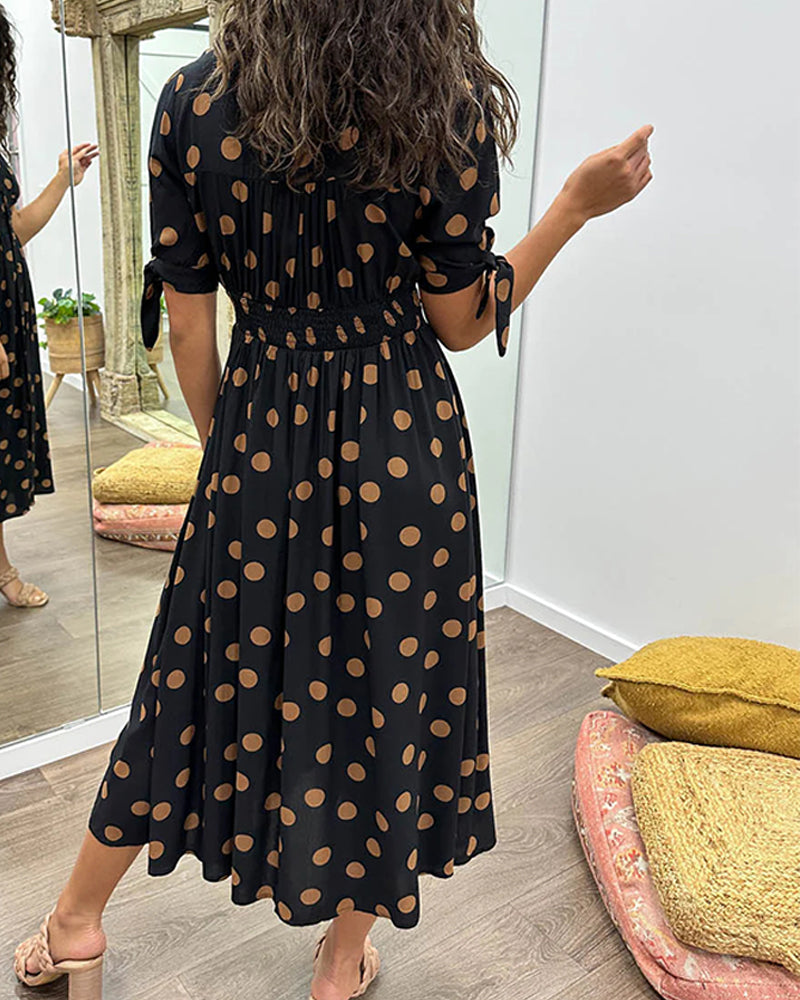 Vivienne Polka Dot V-Neck Dress