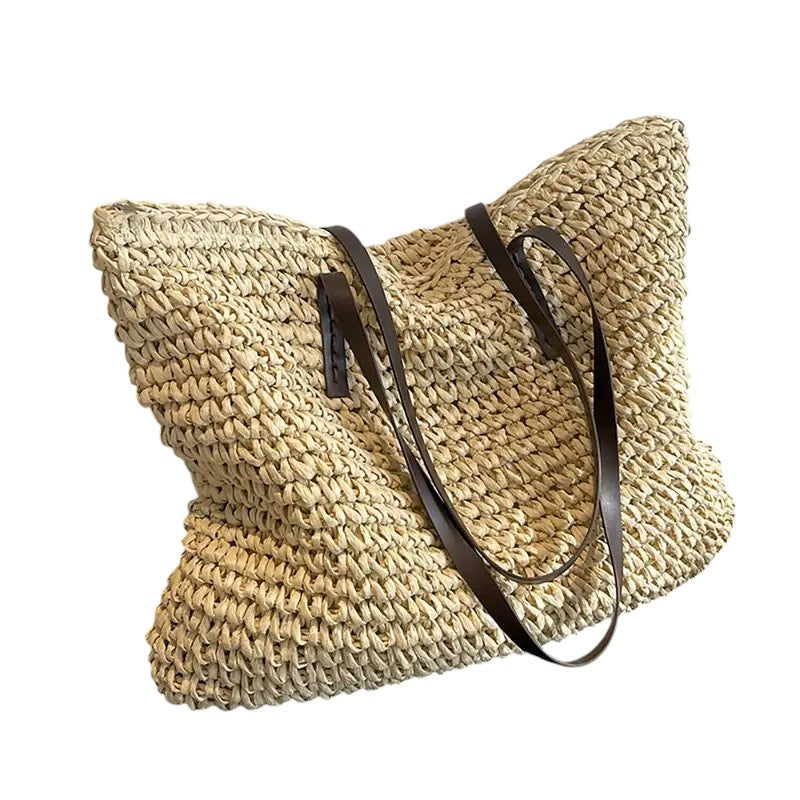 Solana Spacious Straw Beach Bag