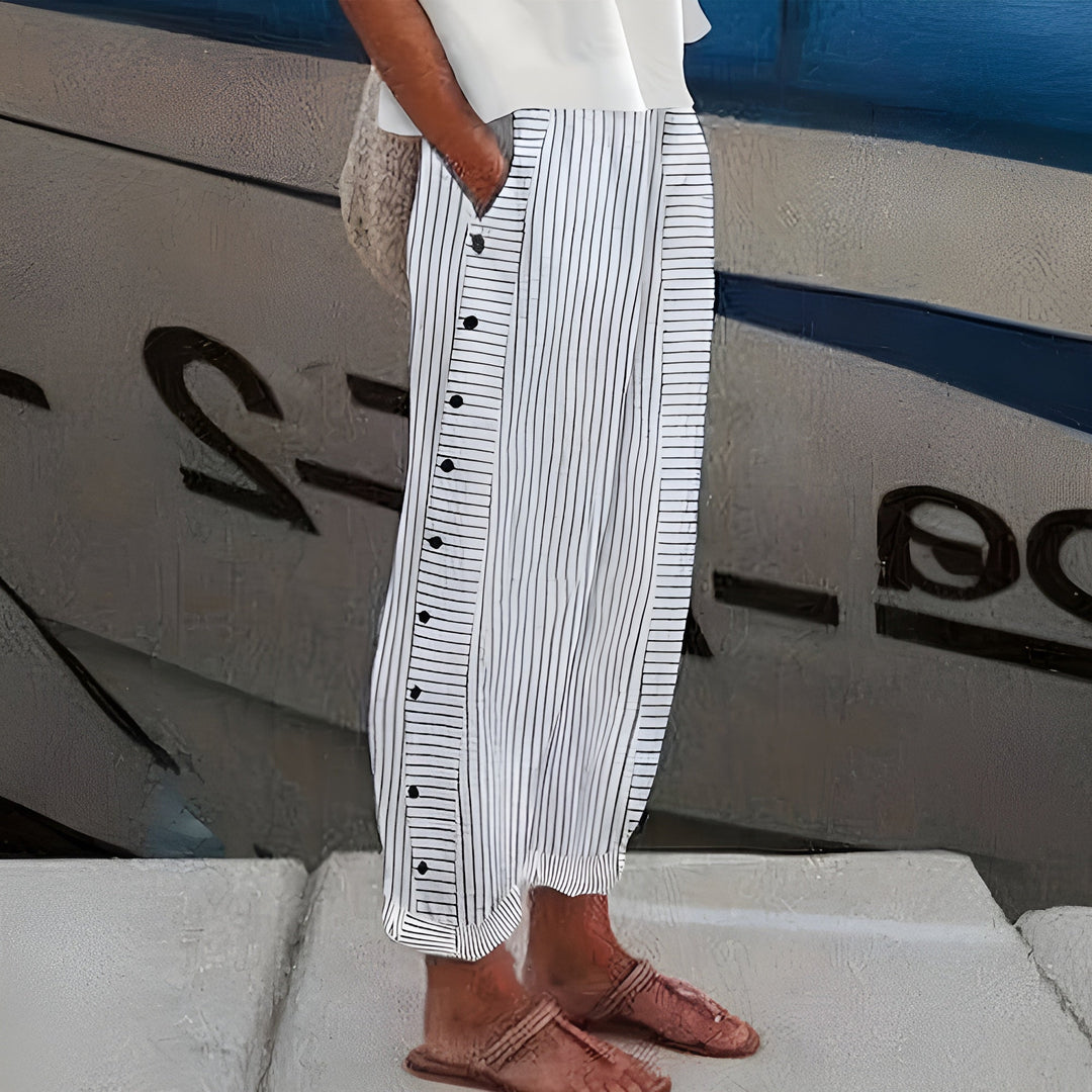 Harlow Straight-Leg Pants with Side Pockets
