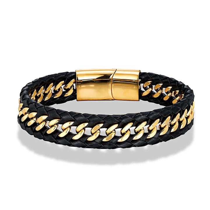 Vanguard Braided Leather Stainless Steel Bracelet