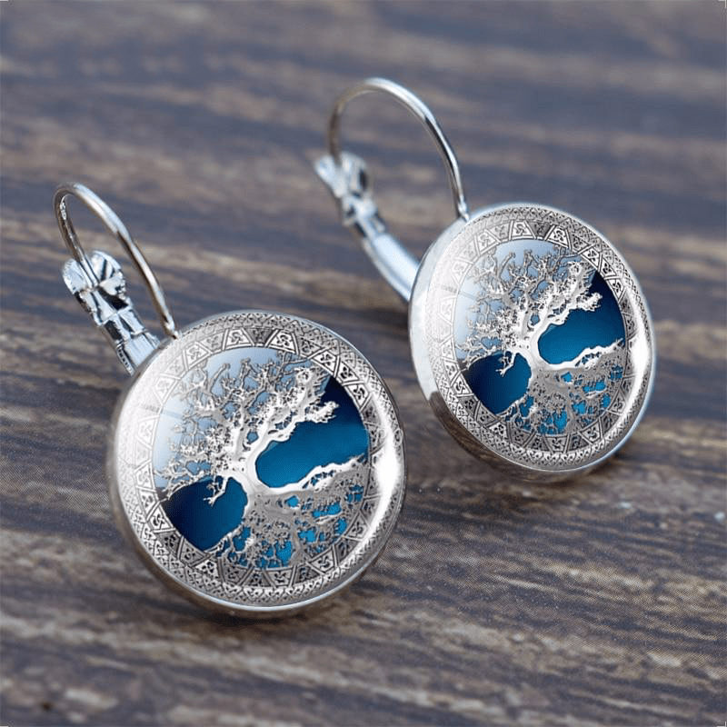 Celestia Silver Tree of Life Hoop Earrings