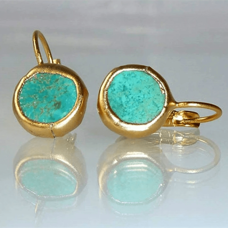 Celestina Gold Turquoise Stone Drop Earrings
