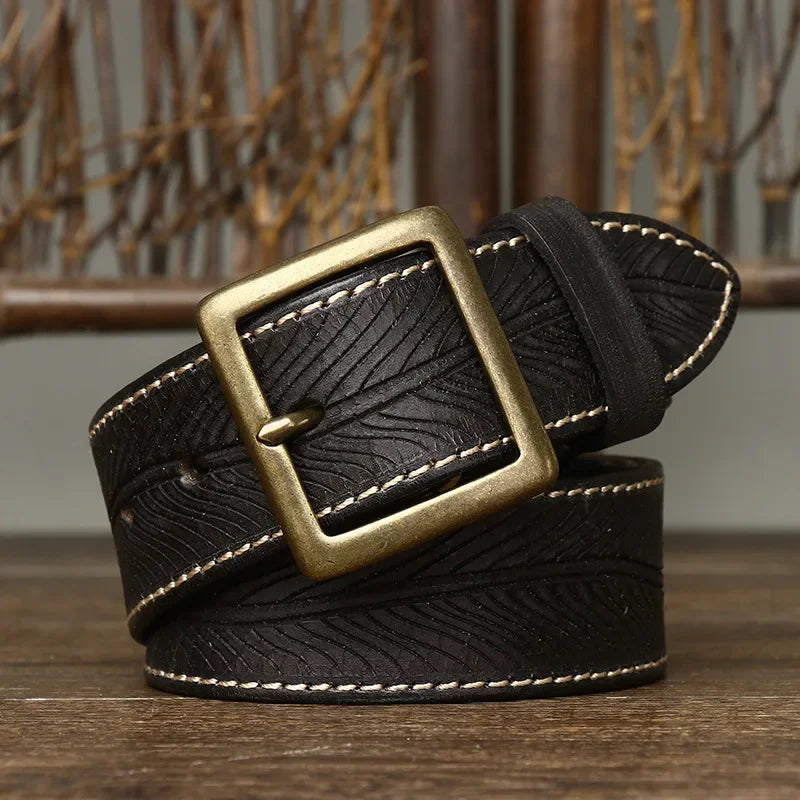 Dalton Genuine Leather Brass Buckle Belt