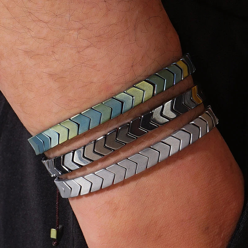 Chevron Hematite Adjustable Bracelet