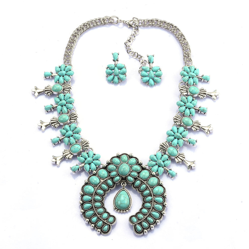 Celeste Turquoise Blossom Necklace Set